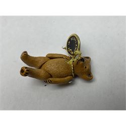 Seven Hantel miniature articulated pewter teddy bears, including bride and groom 