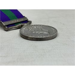 George VI General Service Medal with Malaya clasp awarded to 21126578 Fus. J. Kelly R. Innisks.; with ribbon