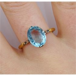 Early 20th century gold single stone blue stone ring, stamped 18ct, makers mark W G & S (possibly William Griffiths & Sons)