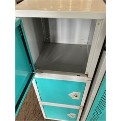 Four metal lockers- LOT SUBJECT TO VAT ON THE HAMMER PRICE - To be collected by appointment from The Ambassador Hotel, 36-38 Esplanade, Scarborough YO11 2AY. ALL GOODS MUST BE REMOVED BY WEDNESDAY 15TH JUNE.