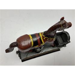 Late 19th century cast-iron mechanical money bank 'Trick Pony' by Shepard Hardware Co; patented 2nd June 1885 H20cm L21cm
