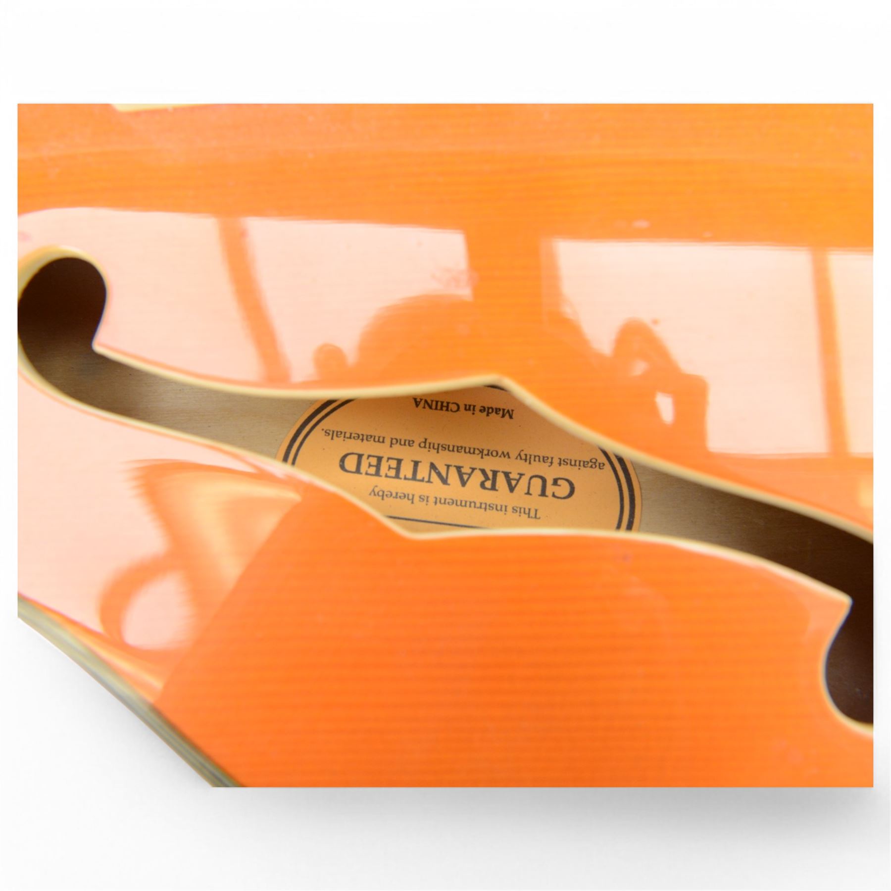 Shine Douglas WNO-675 SO semi-hollow body electric guitar, in orange finish, guitar length 106cm
