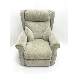 Electric reclining armchair upholstered in an ecru coloured fabric, W87cm