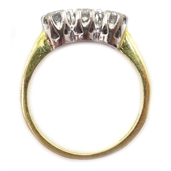  18ct gold three stone diamond ring, hallmarked, diamonds 0.5 carat  