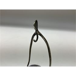 Silver hallmarked novelty pin cushion and pocket watch stand modelled as a wish bone