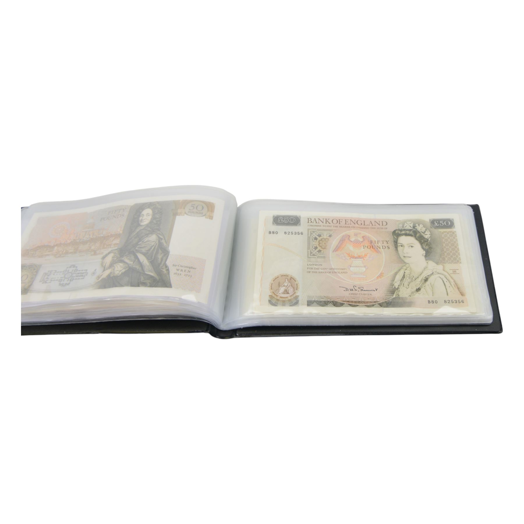 Collection of Bank of England notes, comprising Fforde ten pound (1), Page ten pound (2), Somerset fifty pound (3), Gill fifty pound (4), Kentfield fifty pound (4), total face value 580 GBP