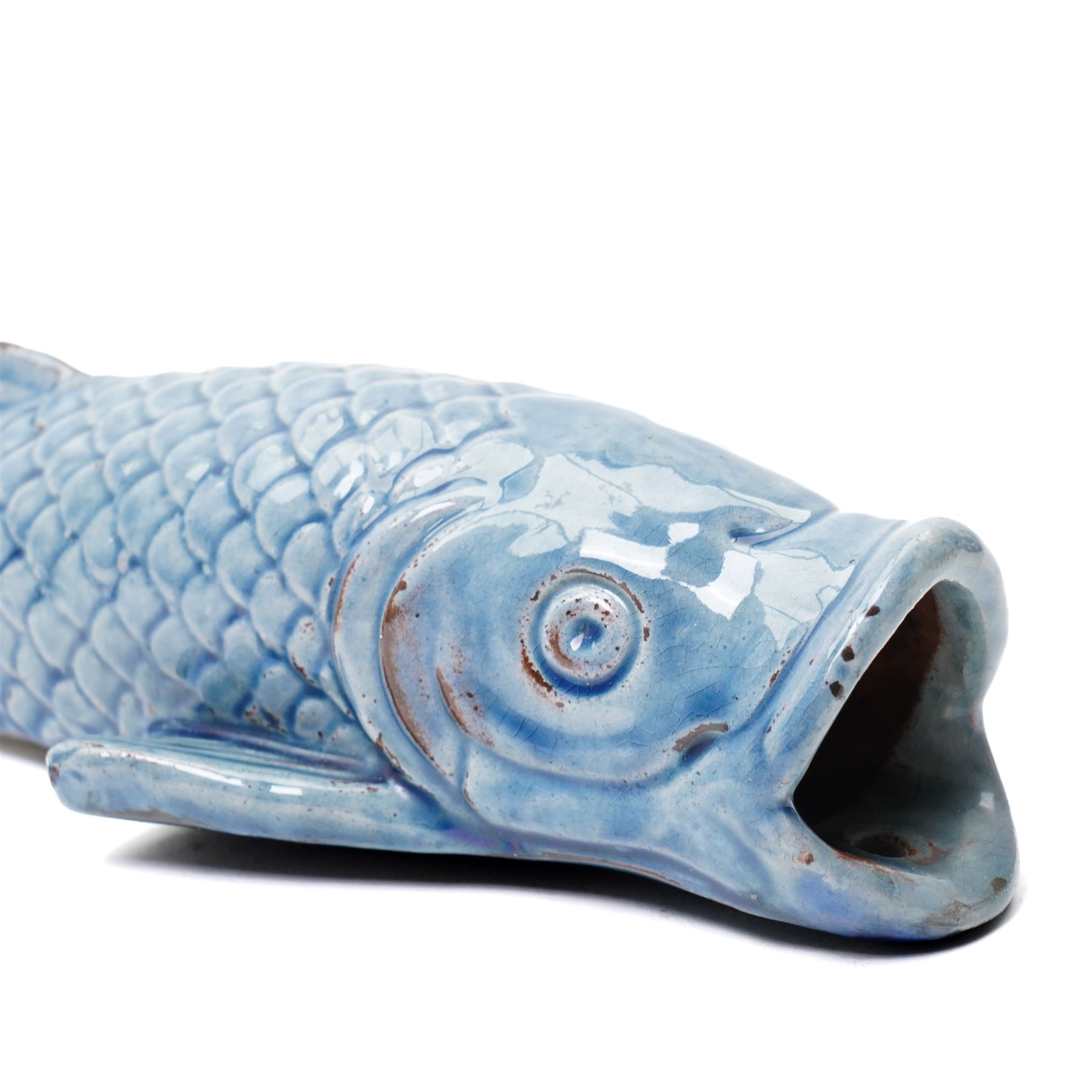 Early 20th century C H Brannam for Barum pottery wall pocket in the form of a fish, signed to base, H28cm