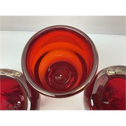William Wilson for Whitefriars 'Molar' red glass vase | Glass | 93390