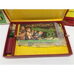 Meccano - Outfits 4, 6 & 7 with red and green parts; Outfits 4 & 6 virtually fully stocked and Outfit 7 containing large quantity of loose parts; Outfits 4 & 7 with instruction manuals; all boxed (3)