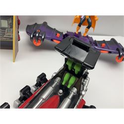 Group of early 90s Marvel/DC Comics toys; 1993 Kenner Batmobile with original Batman figure and plane; Marvel Comics Spider-Man 1994 Web of Steel series Hobgoblin Wing Bomber, incomplete Daily Bugle Playset and Scorpion; assorted figurines and later accessories 