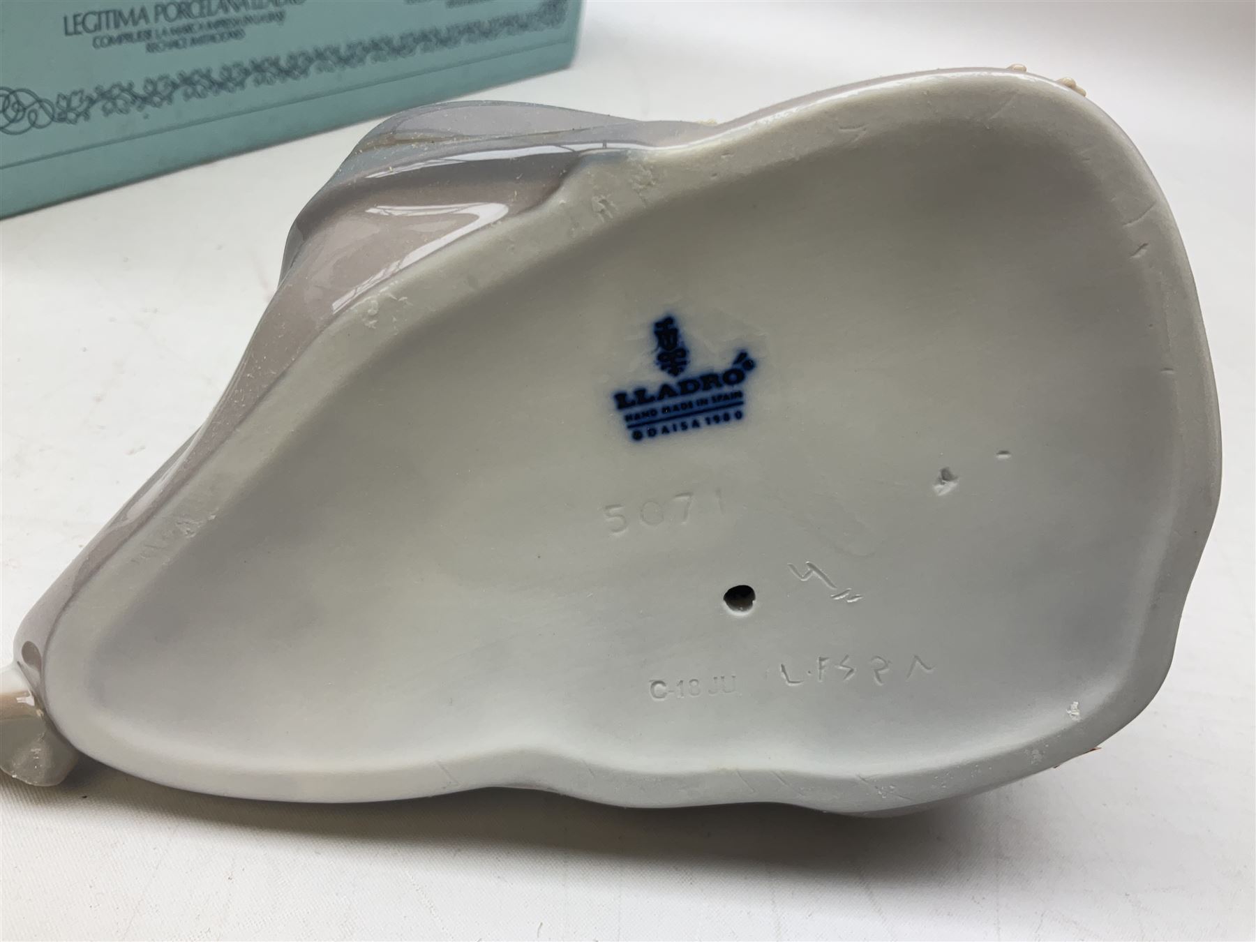 Three Lladro figures, comprising Pondering, no 5173, Nostalgia, no 5071 and Nature's Bounty, no 1417, all with original boxes, largest example H27cm