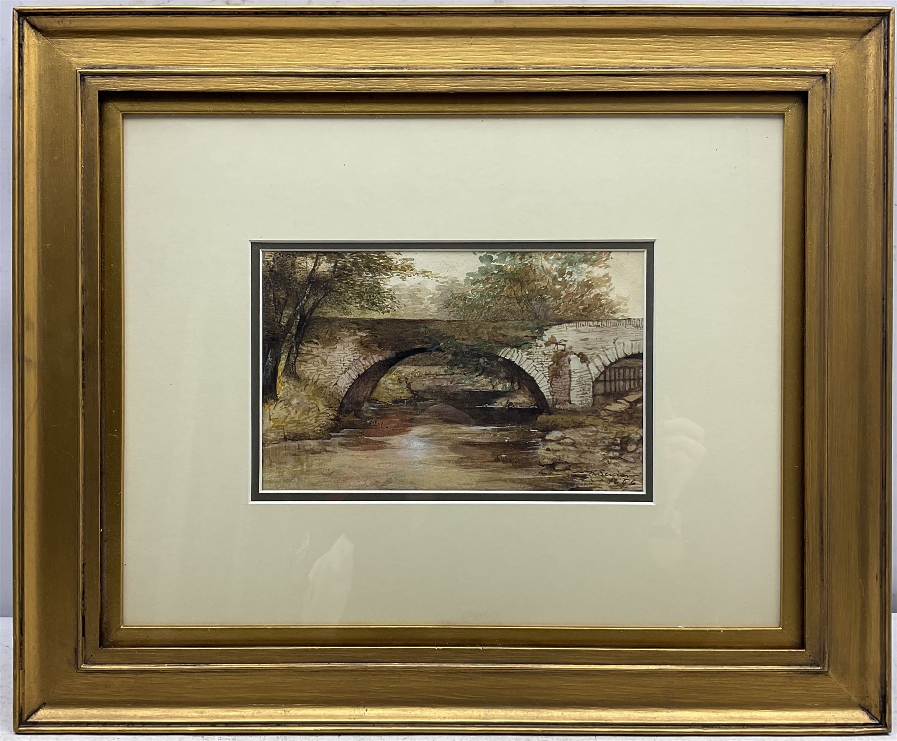 Mark Senior (Staithes Group 1864-1927): Brathay Bridge near Clappersgate Cumbria, watercolour signed and dated 1886, inscribed verso 15cm x 22cm