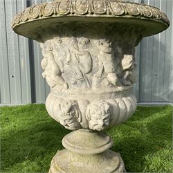 Cast stone urn planter and moulded plastic, stone effect planter  - THIS LOT IS TO BE COLLECTED BY APPOINTMENT FROM DUGGLEBY STORAGE, GREAT HILL, EASTFIELD, SCARBOROUGH, YO11 3TX