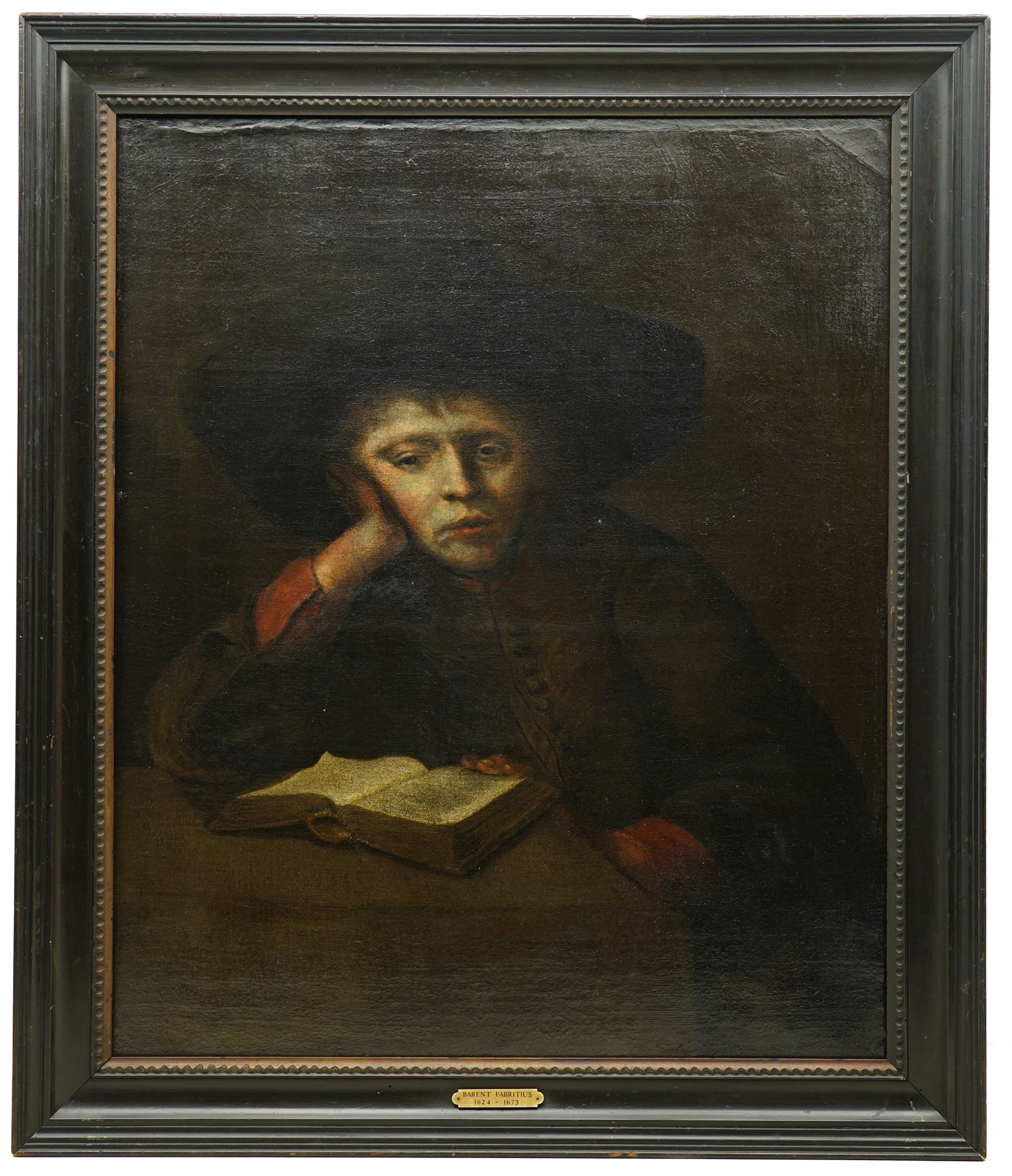 Circle of Nicolaes Maes (Dutch 1634-1693): The Bored Student - Portrait of a Boy Reading a Book, mid-17th century oil on canvas unsigned 66cm x 55cm
Notes: The painting bears an old brass plaque attributing the work to Barent Fabritius (1624-1673), a designation typical of late 19th- or early 20th-century trade attributions for Rembrandtesque subjects. The work was examined by the Rijksbureau voor Kunsthistorische Documentatie (RKD), The Hague, in 1988-1989, who concluded that it is by a small, as yet unidentified master working in the circle of Nicolaes Maes, dating the painting to circa 1650-1660.