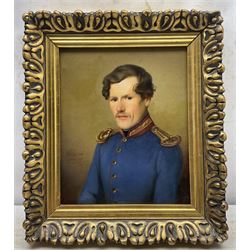 Manner of George Dawe (British 1781-1829): Portrait of a Prussian Officer, inscribed and dated 1847, 34cm x 28cm
Notes: the inscription suggests this work could be attributed to a member of the Von der Osten-Sacken family, a distinguished German-Baltic noble family. Given that many of the family members occupied prominent military positions, it is also plausible that this piece depicts one of them.