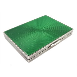 Silver and green guilloche enamel lidded box, engine turned decoration by Asprey & Co, London 1933

[image code: 7mc]