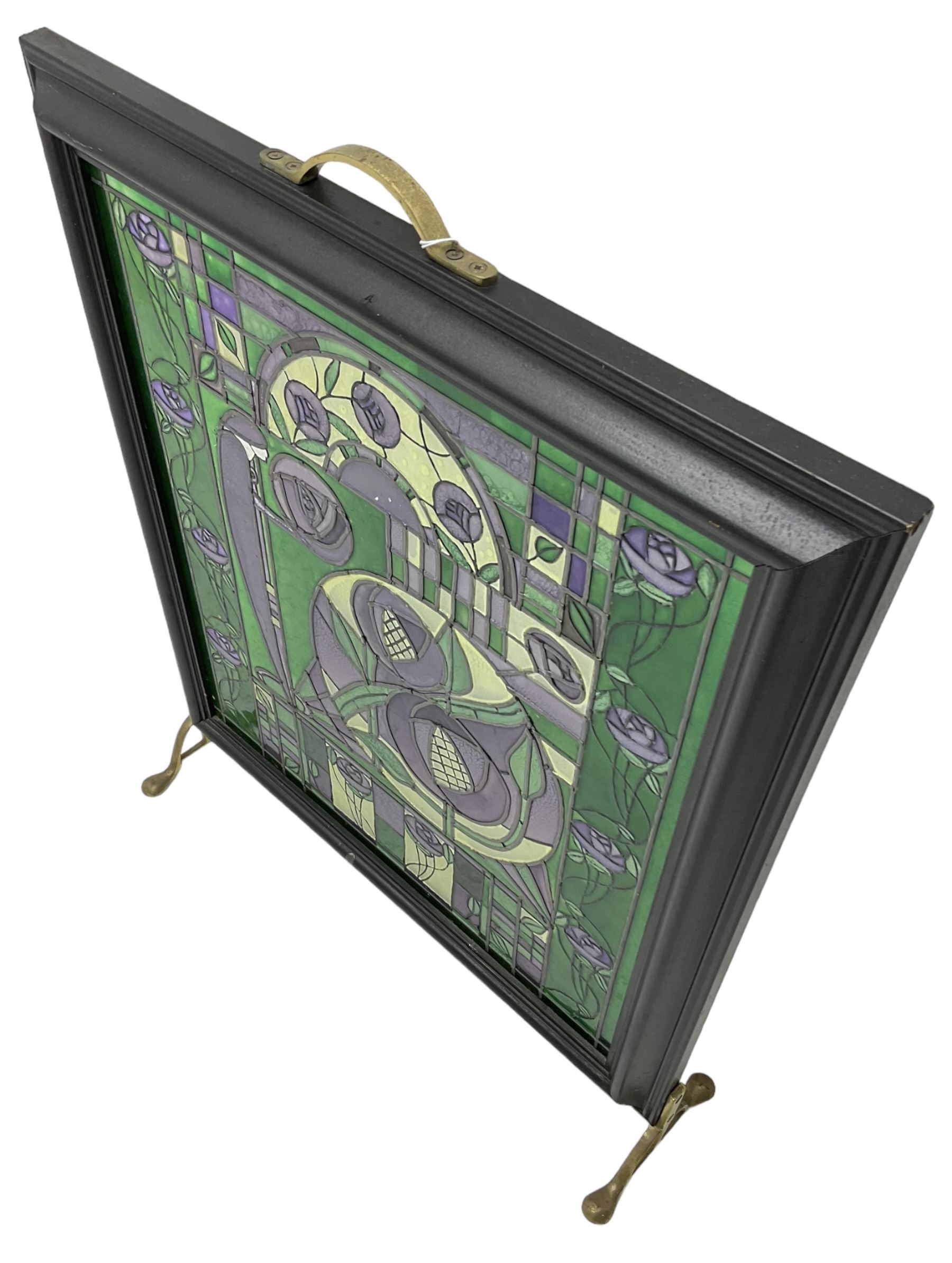 Rennie Mackintosh design Art Nouveau style stained glass fire screen