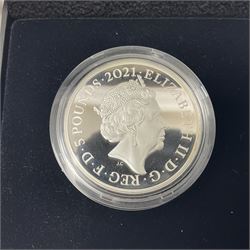 The Royal Mint United Kingdom 2021 'The 150th Anniversary of the Royal Albert Hall' silver proof piedfort five pound coin, cased with certificate