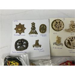 Staybrite and other cap badges, various regiments including Lincolnshire, Royal Army Dental Corps, Royal Logistic Corps, Royal Artillery etc, collar badges, cloth badges, compass, belt buckle and other military interest items