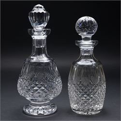 Suite of Waterford Colleen pattern table glass comprising six claret glasses, six hock glasses, six small tumblers, six sherry glasses and two decanters