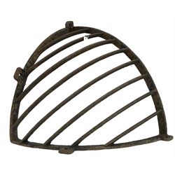 19th century wrought metal corner hay basket 