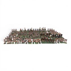 Collection of hand-painted 25-28mm lead soldiers, including Roman soldiers, Napoleonic Soldiers and Mounted Cavalry etc