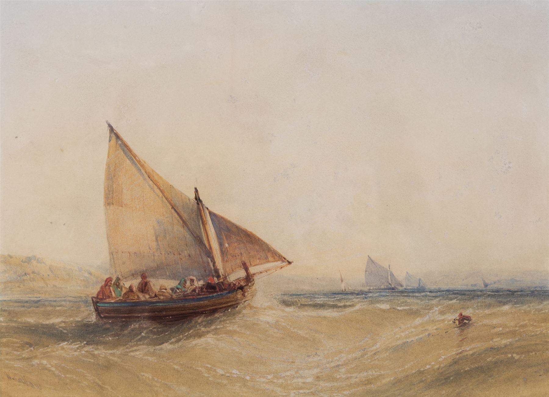 William Callow (British 1812-1908): Boats off Sorento - Bay of Naples, watercolour signed 22cm x 31cm 