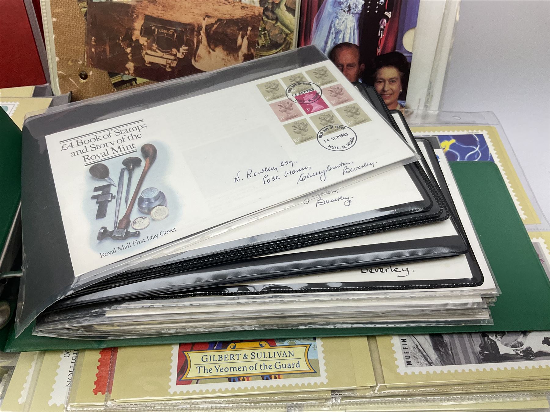 First day covers, PHQ cards and stamps, including small number of mint Queen Elizabeth II stamps, Elizabeth and Philip Diamond Wedding Anniversary 2007 Gibraltar two pound coin cover etc, in one box