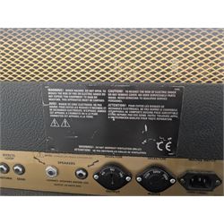 Marshall 1987X 50 watt plexi guitar amplifier head with master volume modification (screwdriver control on back), together with a Marshall 1960 4 x 12 speaker cabinet on casters, head H25cm, W65cm, cab H83cm, W76cm