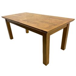 Rectangular figured oak Dining table & four chairs. 
