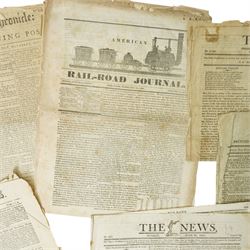 Collection of 18th and 19th century newspapers including Kentish Gazette 1773, five copies of The London Chronicle 1758-1762, Morning Chronicle 1779 and various others and a copy of American Rail-Road Journal 1832 (21)