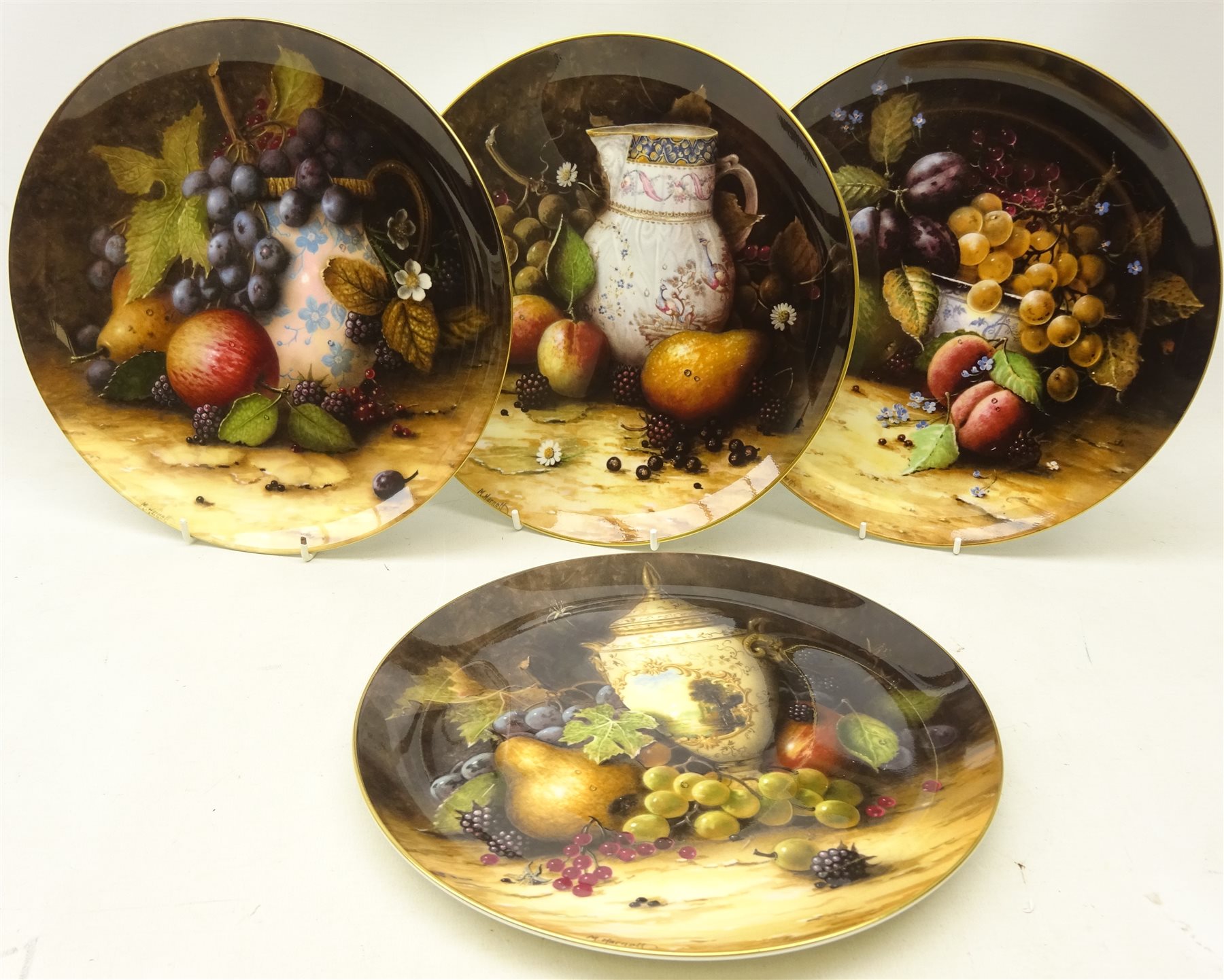 Set of four Coalport limited edition 'Still Life of Fruit' plates by