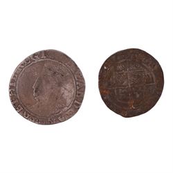 Elizabeth I silver one shilling and sixpence coins (2)
