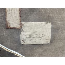 Cecil Ross Wheatley (British 1892-1967): The Lawyer's Bill, oil on canvas signed and dated 1912, label verso 50cm x 75cm