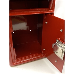 A reproduction red painted postbox, with keys, H43cm. 