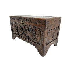 Mid-to-late 20th century Chinese carved camphor wood blanket chest