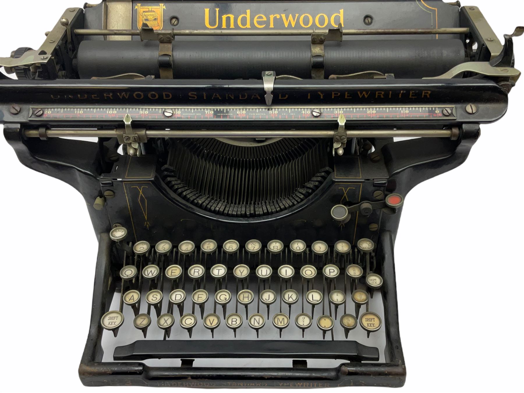 Underwood manual typewriter with original cover and Knitmaster Knitting machine in original box with instructions. 