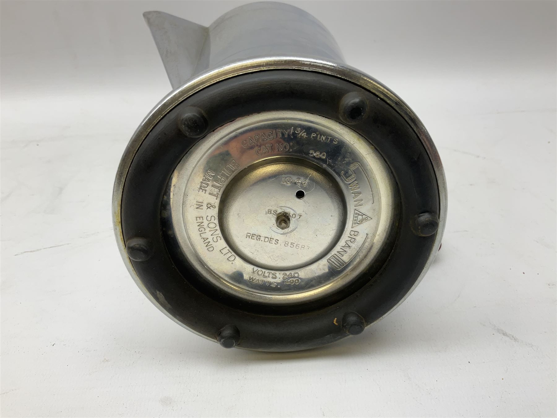 1930's design, chrome Swan electric kettle, by Bulpitt & Sons, Birmingham