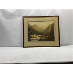 English School (Early 19th century): Lake District Stone Bridge, sepia washes dated 1811 (under the mount) unsigned 37cm x 48cm