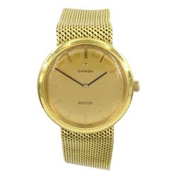 Omega Meister 18ct gold manual wind wristwatch, Cal. 620, Ref. 111.035, stamped 18K with Helvetia hallmark, on integrated 18ct gold bracelet, stamped 750, with additional Omega Cal. 620 movement 