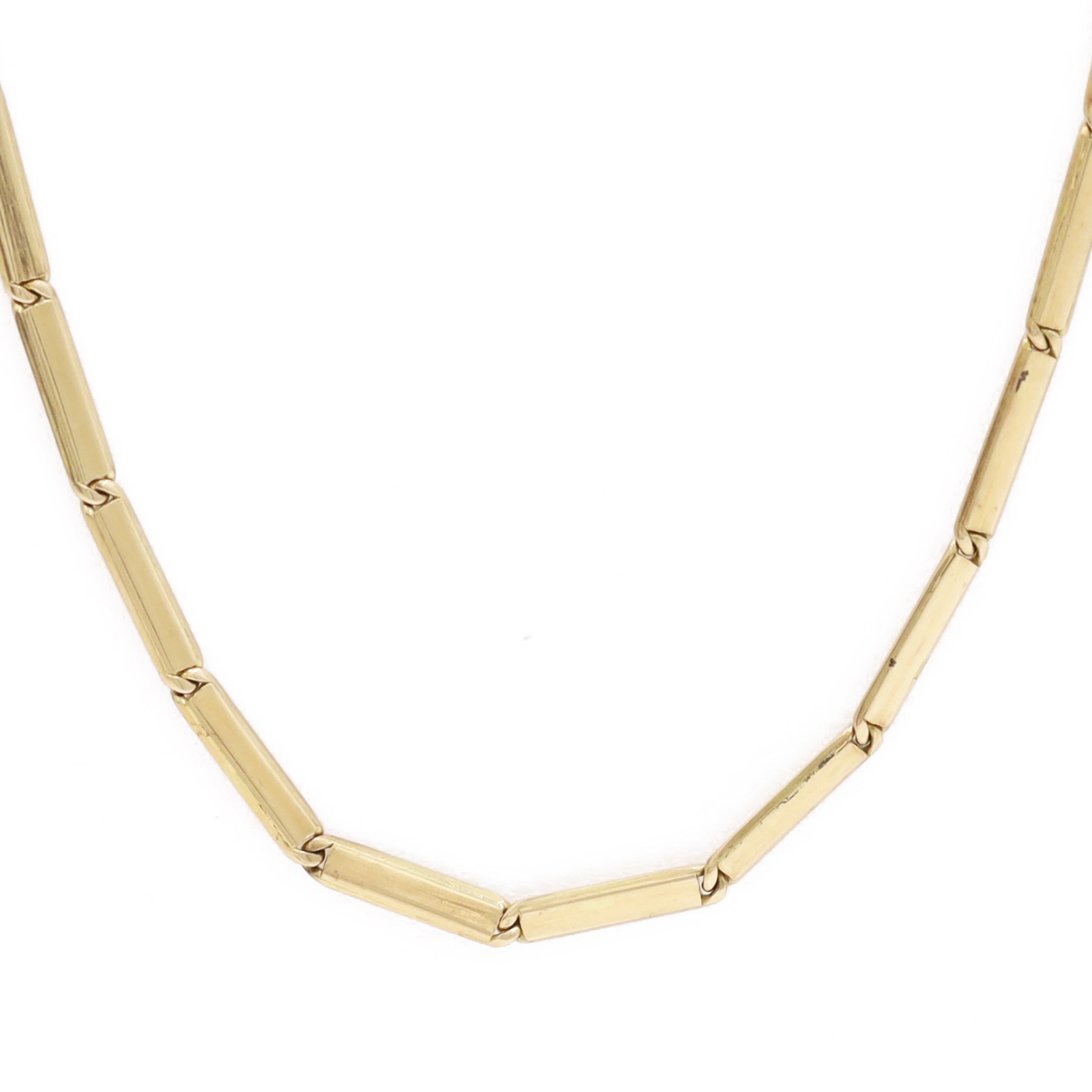Gold rectangular link chain necklace stamped 585 and 375