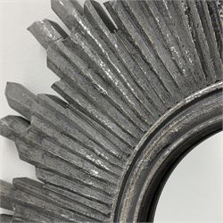 Silvered metallic and paint finish sun burst mirror, D60cm