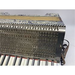 Pietor mother of pearl effect piano accordion, cased L42cm