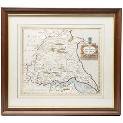 Robert Morden (British 1650-1703): 'The East Riding' 'West Riding ' 'North Riding of Yorkshire' and 'Episcopatus Dunelmensis Vulgo - the Bishoprick of Durham', set of four 17th/18th century engraved maps with hand-colouring 37cm x 42cm (4)