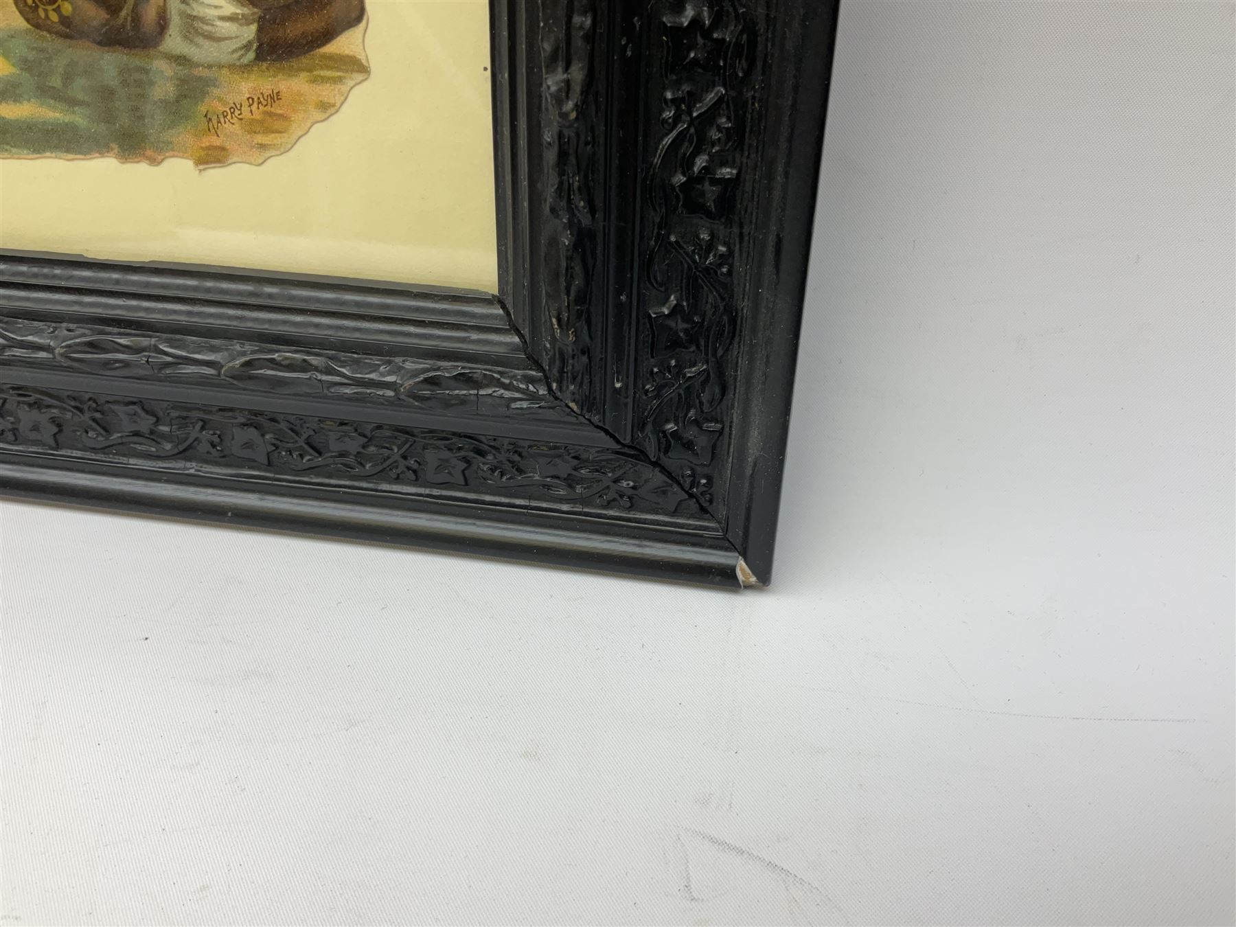 Payne (Harry) Artist: Victoria Cross Gallery; Complete set of twelve chromolithographic relief printed cards published by Birn Bros. (BB). Each: 120 x 155 mm; displayed together in an ebonised frame 54 x 82.5cm; together with the half leather bound reference book by Edwin Hodder entitled Heroes of Britain in Peace and War (2)