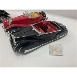 Franklin Mint - five 1:24 scale die-cast precision models comprising 1930 Bugatti Royale Coupe Napoleon, 1933 Duesenberg SJ Twenty Grand, 1935 Mercedes Benz 500K Special Roadster, 1938 Jaguar SS-100, and 1947 Bentley 