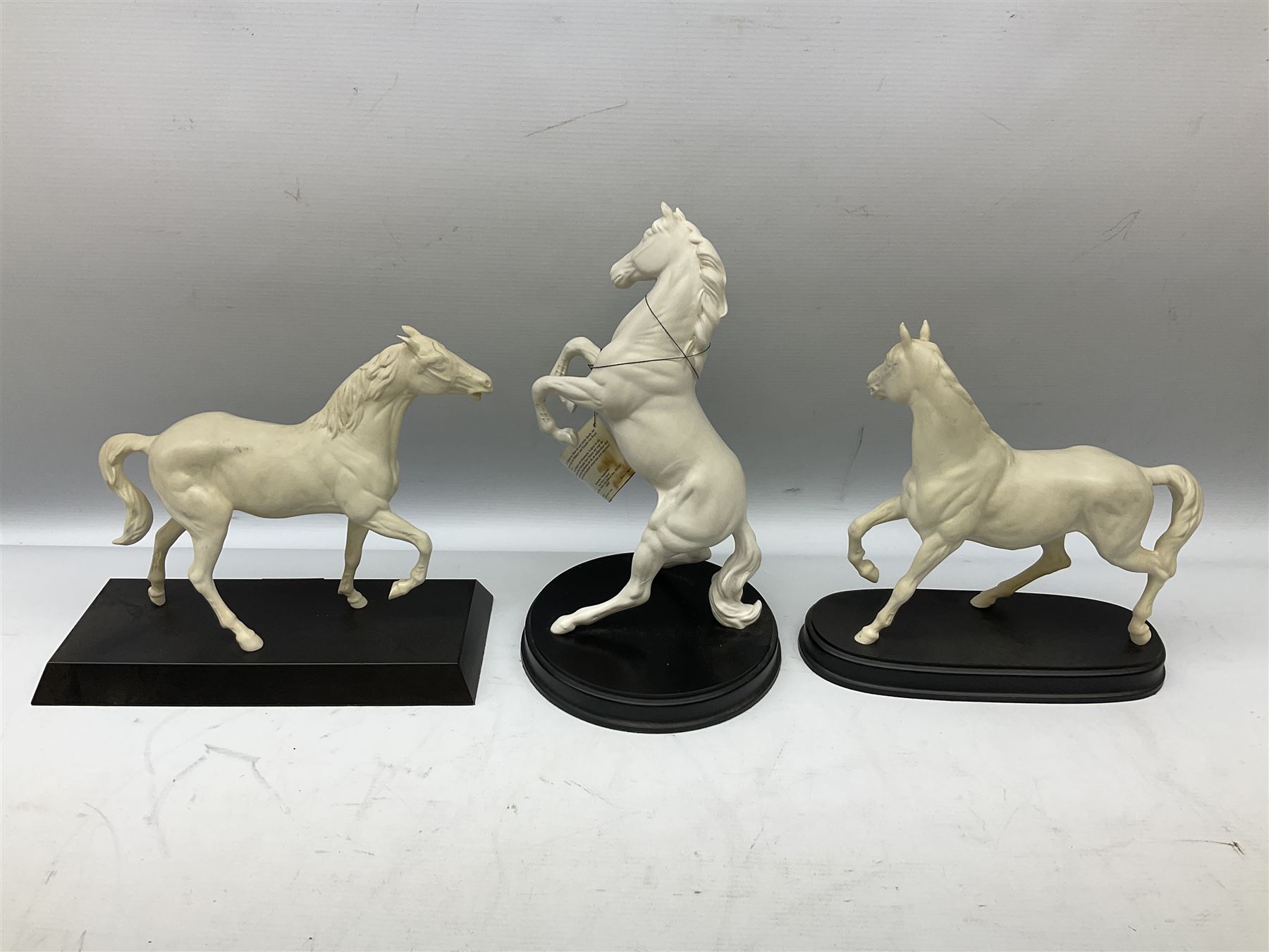 Six Royal Doulton horse figures in a matt finish on plinths, to include Spirit of the wind, Spirit of the wild, Springtime etc