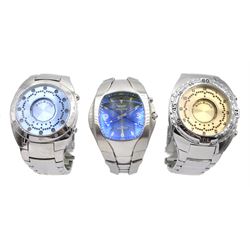 Navigator Zeon Tech 100m rechargeable system stainless steel bracelet wristwatch No. NIL3617 and two Solsuno Zeon Tech stainless steel bracelet wristwatches 3 Jewellery Watches Silver Coins