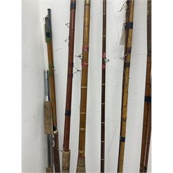 Collection of split cane and similar part fishing rods, etc