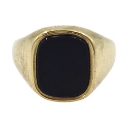 9ct gold single stone onyx signet ring, Birmingham 1967